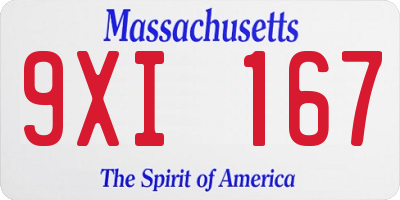 MA license plate 9XI167