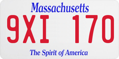 MA license plate 9XI170