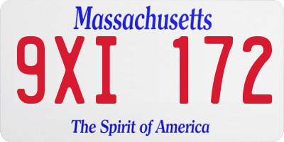 MA license plate 9XI172