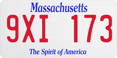 MA license plate 9XI173