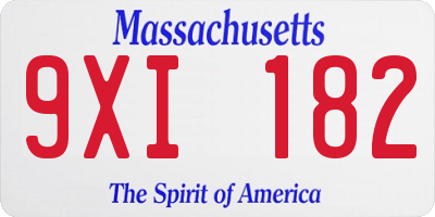 MA license plate 9XI182