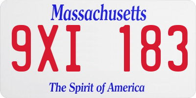 MA license plate 9XI183