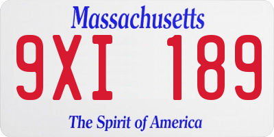 MA license plate 9XI189