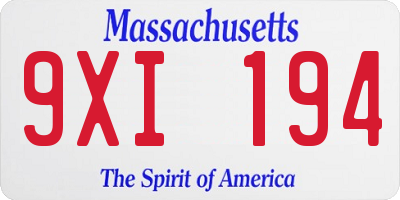 MA license plate 9XI194