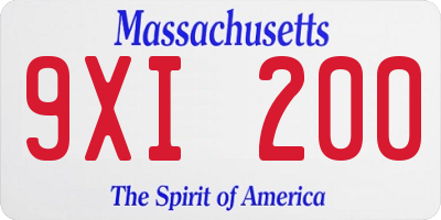 MA license plate 9XI200
