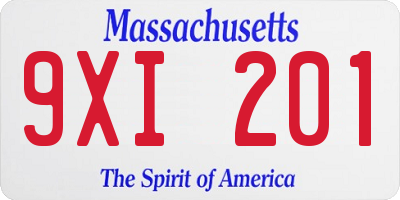 MA license plate 9XI201