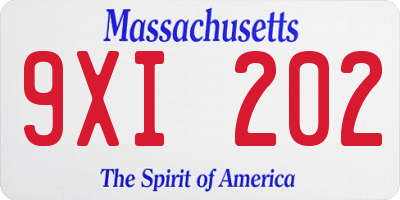 MA license plate 9XI202