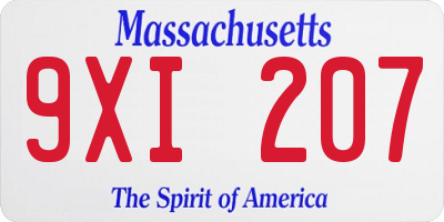 MA license plate 9XI207