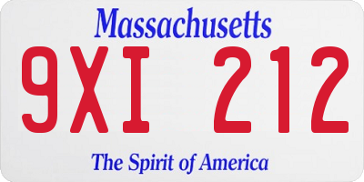 MA license plate 9XI212