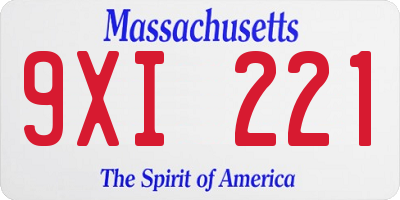 MA license plate 9XI221
