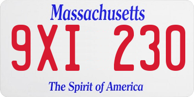 MA license plate 9XI230