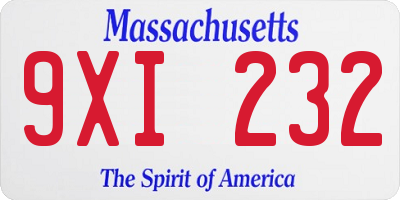 MA license plate 9XI232