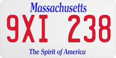 MA license plate 9XI238