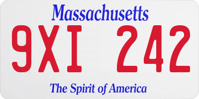 MA license plate 9XI242
