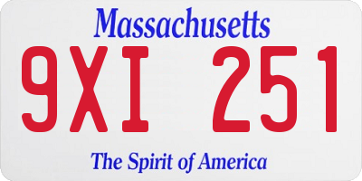 MA license plate 9XI251