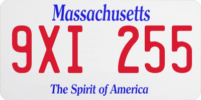 MA license plate 9XI255