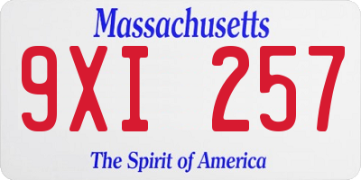 MA license plate 9XI257