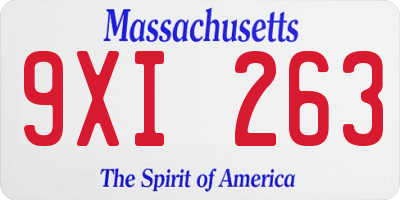 MA license plate 9XI263