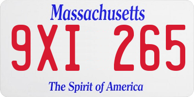 MA license plate 9XI265