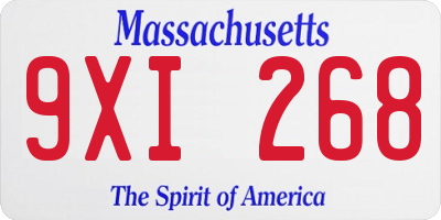 MA license plate 9XI268