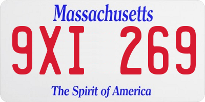 MA license plate 9XI269