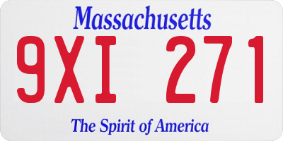 MA license plate 9XI271