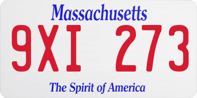 MA license plate 9XI273