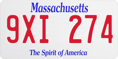 MA license plate 9XI274