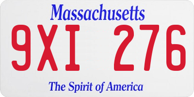 MA license plate 9XI276