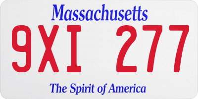 MA license plate 9XI277