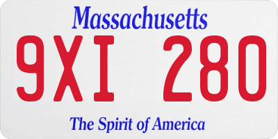 MA license plate 9XI280