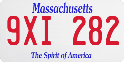 MA license plate 9XI282