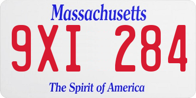 MA license plate 9XI284