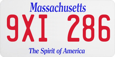 MA license plate 9XI286