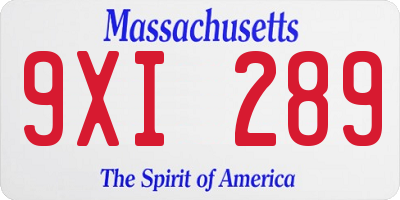 MA license plate 9XI289
