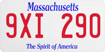 MA license plate 9XI290