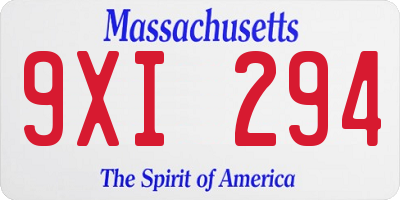 MA license plate 9XI294