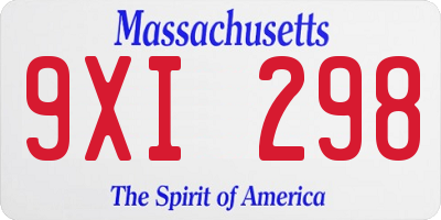 MA license plate 9XI298