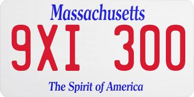 MA license plate 9XI300
