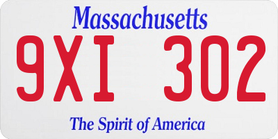 MA license plate 9XI302