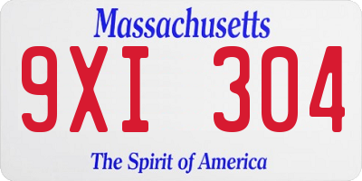 MA license plate 9XI304