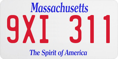 MA license plate 9XI311