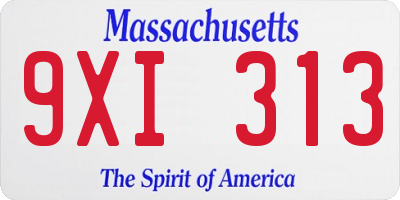 MA license plate 9XI313