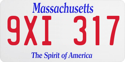 MA license plate 9XI317