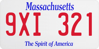 MA license plate 9XI321