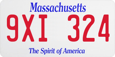MA license plate 9XI324