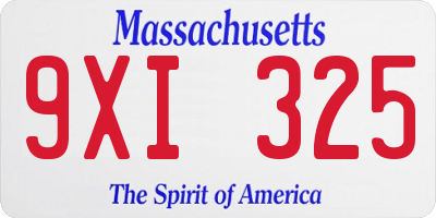 MA license plate 9XI325