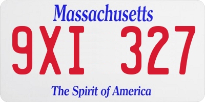 MA license plate 9XI327