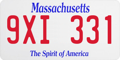 MA license plate 9XI331