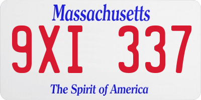 MA license plate 9XI337